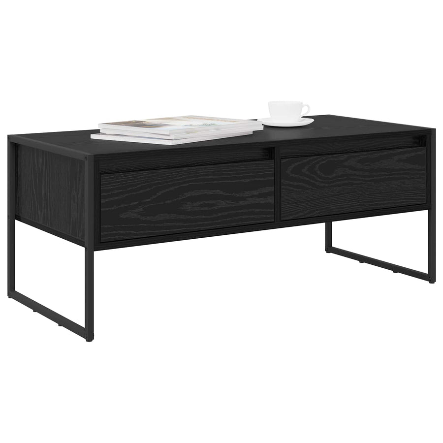 Salontafel met lade Zwart Eiken 100 x 46 x 40 cm Bewerkt hout