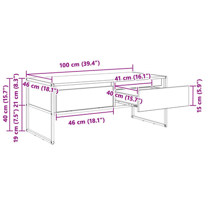 Salontafel met lade Sonoma 100 x 46 x 40 cm Bewerkt hout