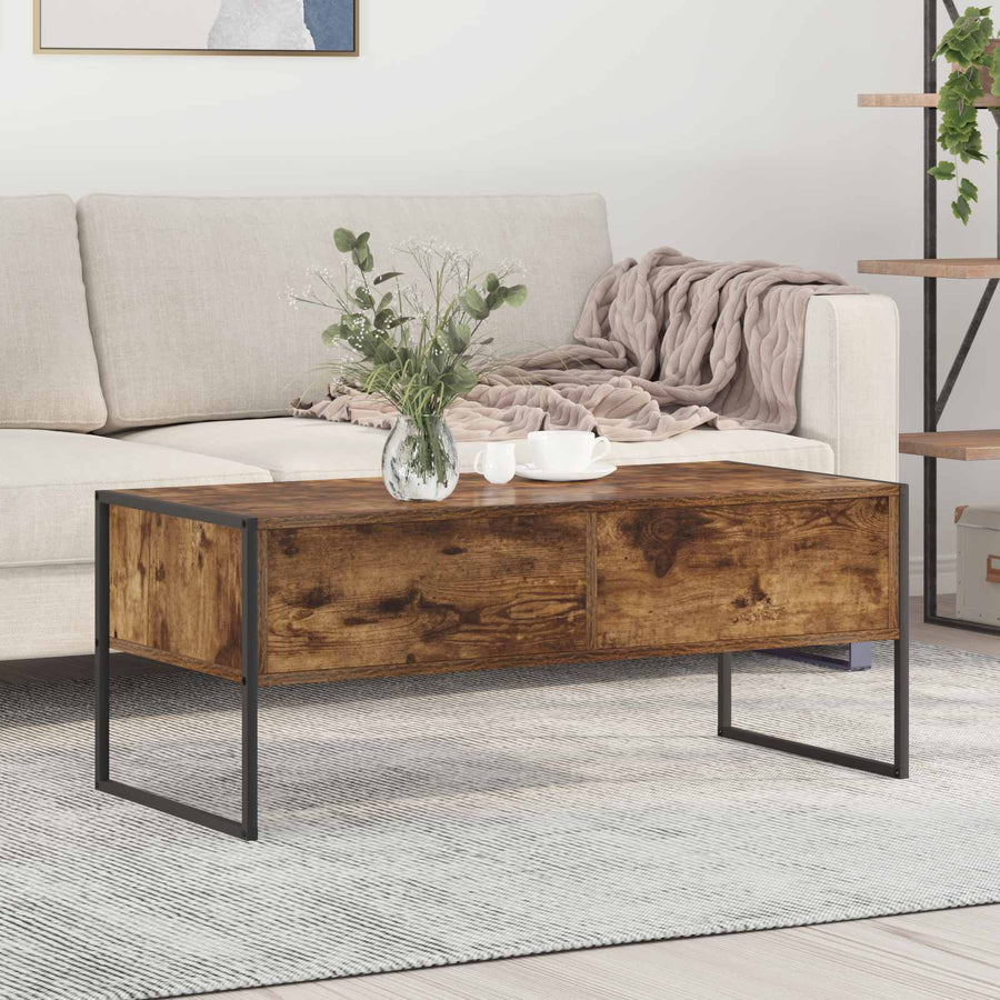 Salontafel met lade Rook Eik 100 x 46 x 40 cm Bewerkt hout