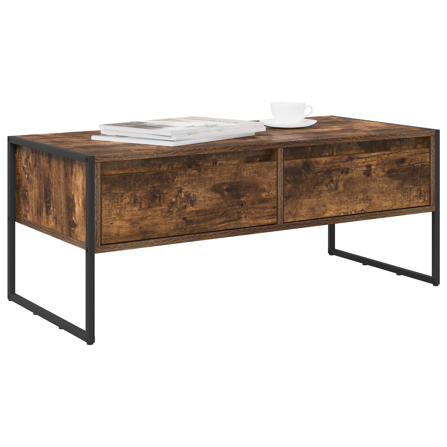 Salontafel met lade Rook Eik 100 x 46 x 40 cm Bewerkt hout