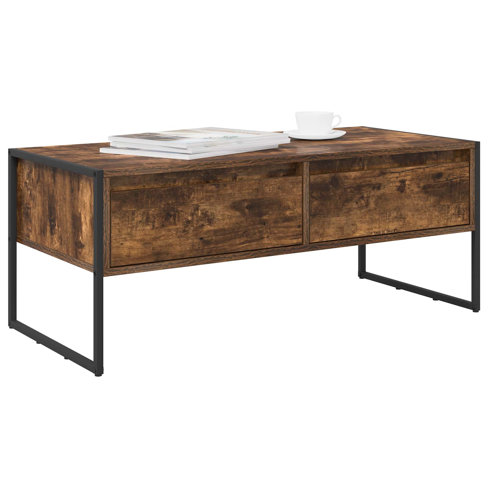Salontafel met lade Rook Eik 100 x 46 x 40 cm Bewerkt hout