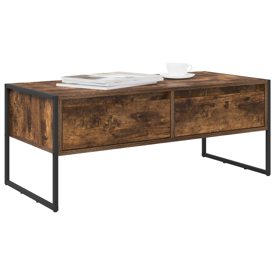 Salontafel met lade Rook Eik 100 x 46 x 40 cm Bewerkt hout