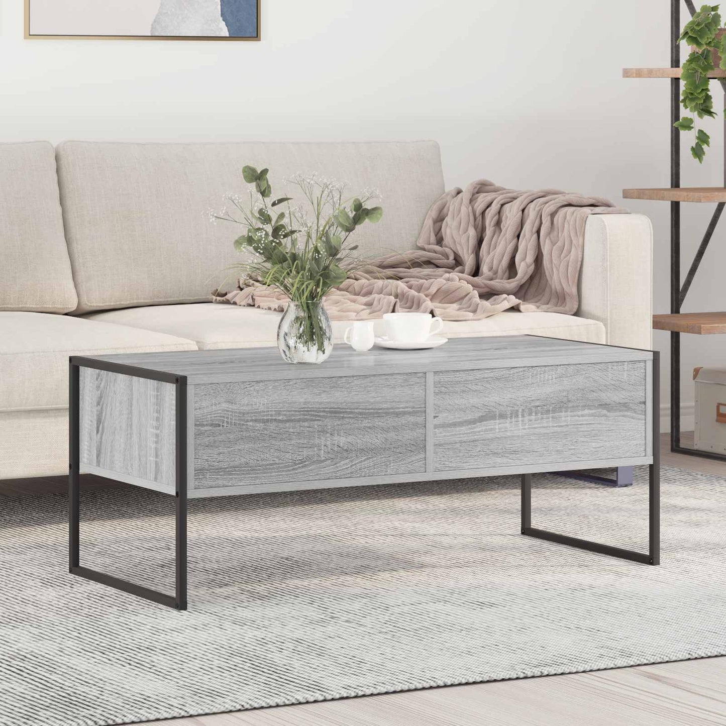 Salontafel met lade Grijs Sonoma 100 x 46 x 40 cm Bewerkt hout