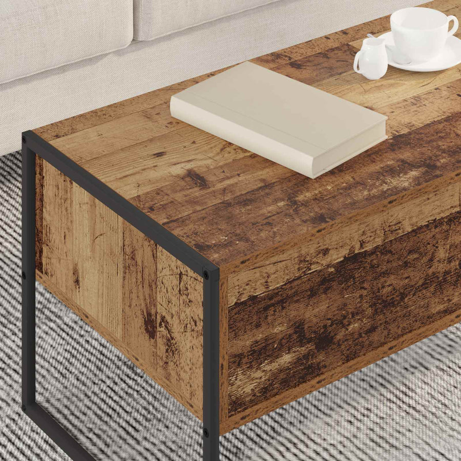 Salontafel met lade Oud Hout 100 x 46 x 40 cm Bewerkt hout