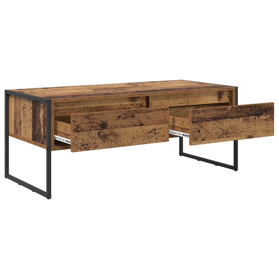 Salontafel met lade Oud Hout 100 x 46 x 40 cm Bewerkt hout