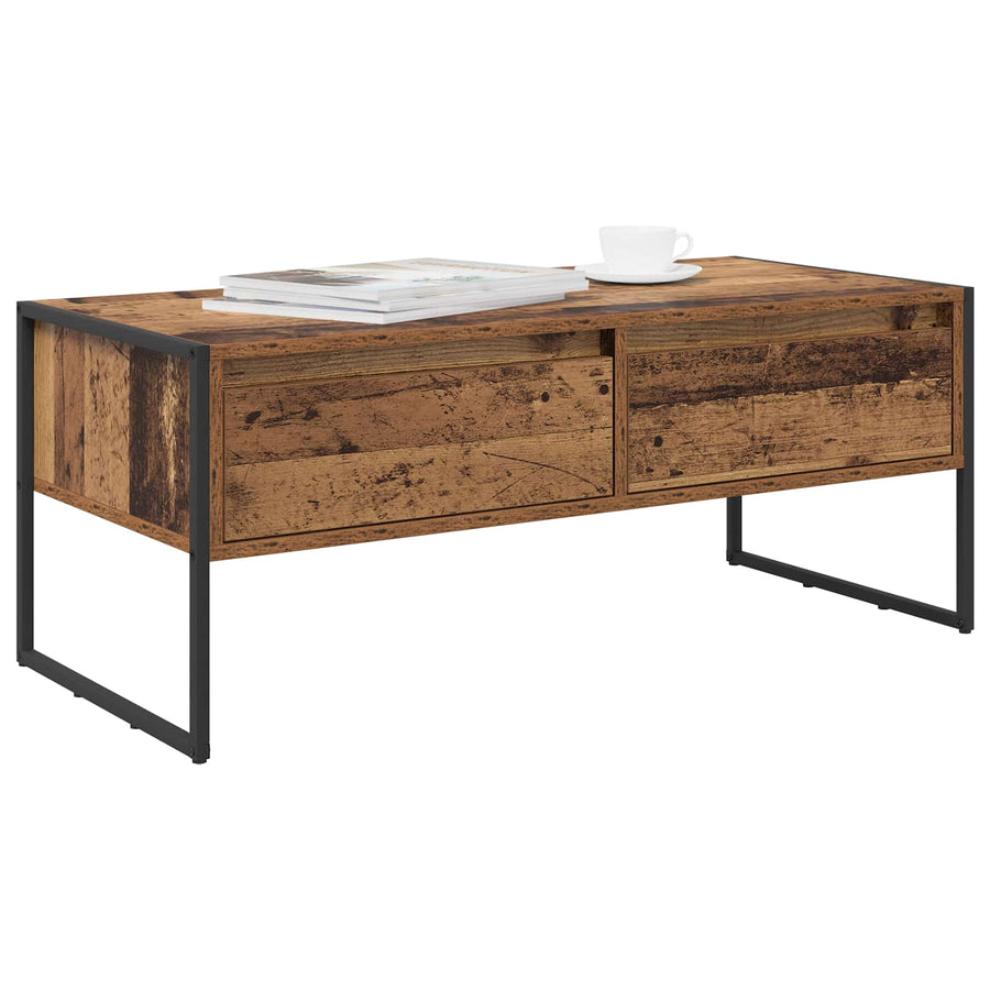 Salontafel met lade Oud Hout 100 x 46 x 40 cm Bewerkt hout