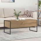Salontafel bewerkt hout 100x46x40 cm met lade