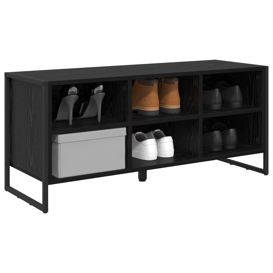Schoenenkast Zwart Eiken 60 x 35 x 44 cm Bewerkt hout