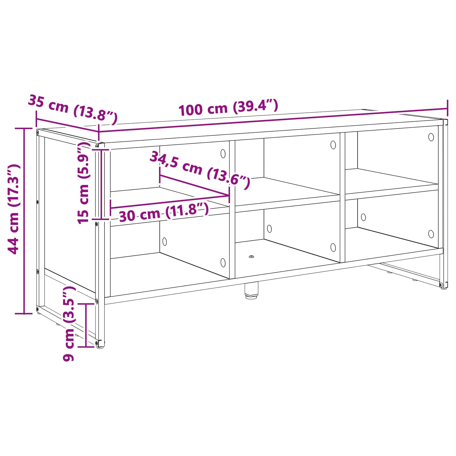 Schoenenkast Zwart Eiken 60 x 35 x 44 cm Bewerkt hout
