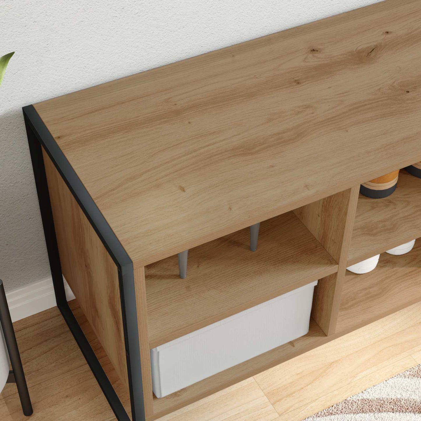 Schoenenkast Ambachtelijk eiken 60 x 35 x 44 cm Bewerkt hout