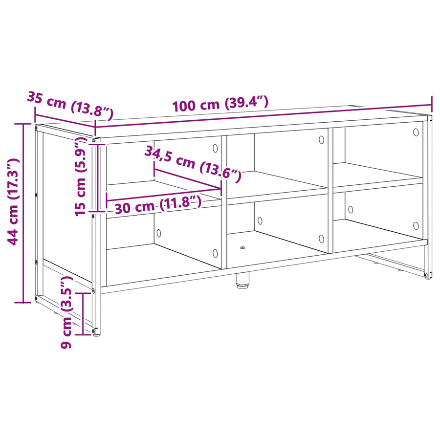 Schoenenkast Ambachtelijk eiken 60 x 35 x 44 cm Bewerkt hout