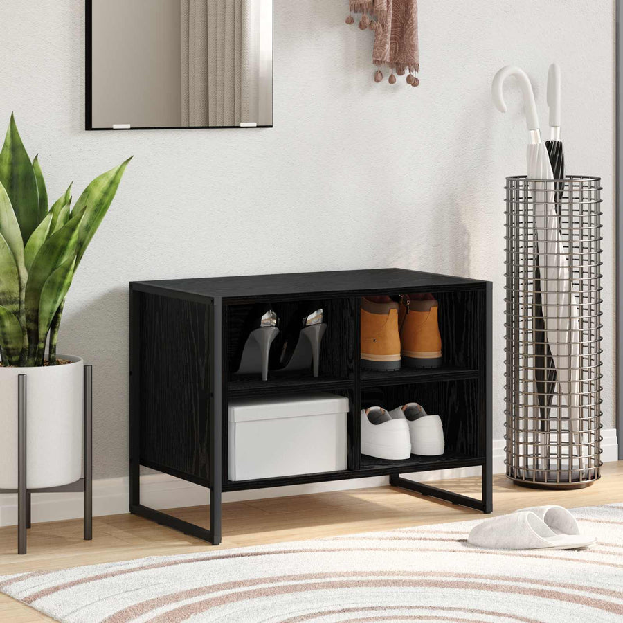 Schoenenkast Zwart Eiken 60 x 35 x 44 cm Bewerkt hout