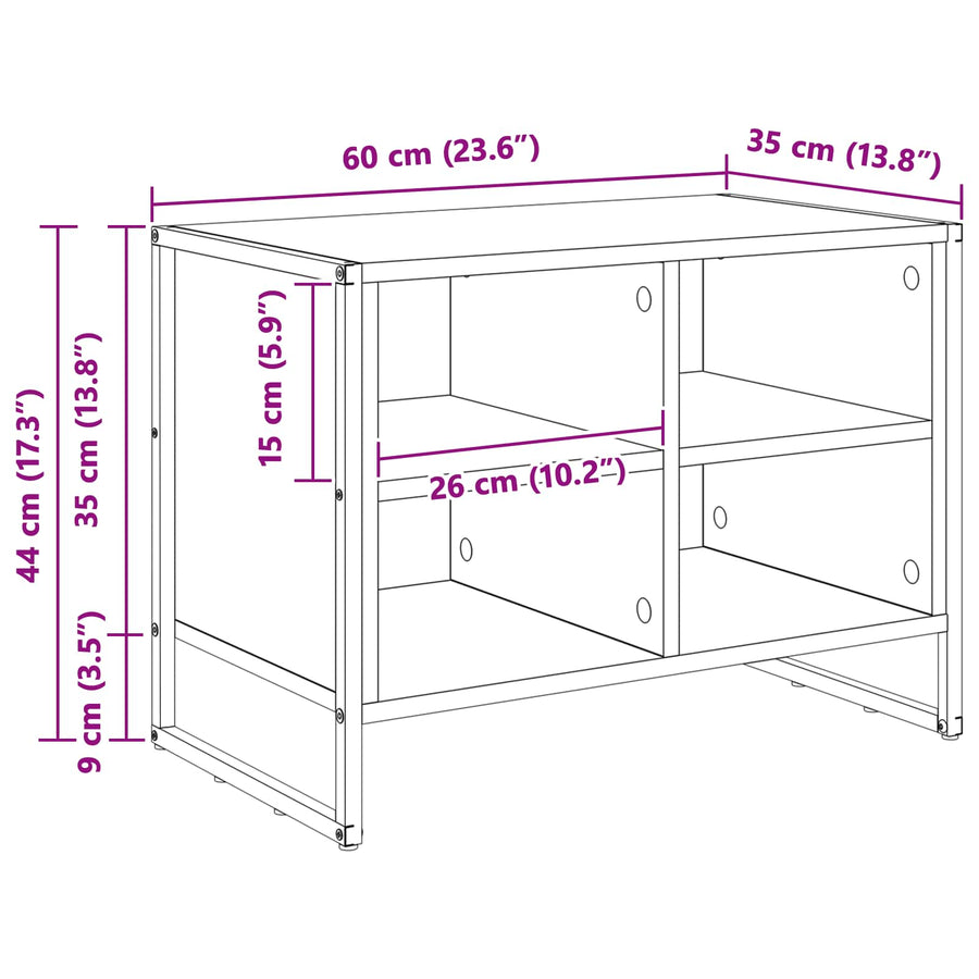 Schoenenkast Zwart Eiken 60 x 35 x 44 cm Bewerkt hout