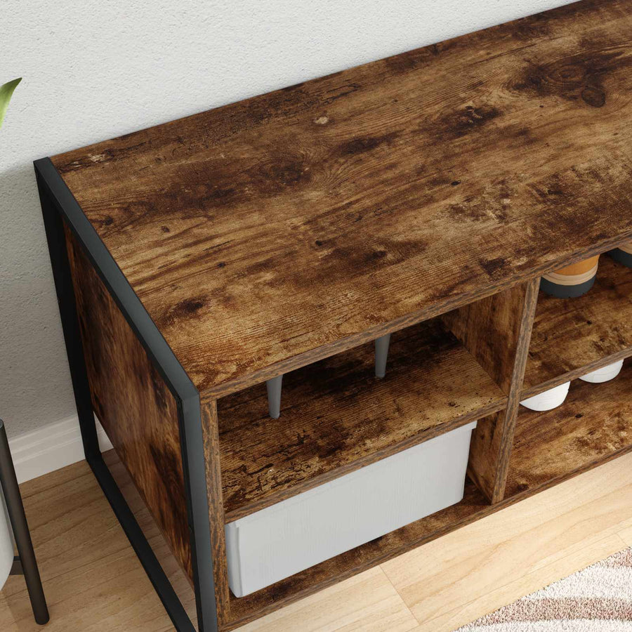 Schoenenkast met opslag Rook Eik 60 x 35 x 44 cm Bewerkt hout