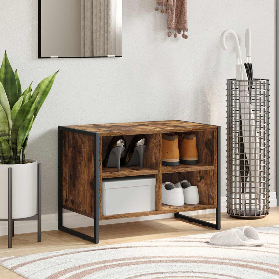 Schoenenkast met opslag Rook Eik 60 x 35 x 44 cm Bewerkt hout