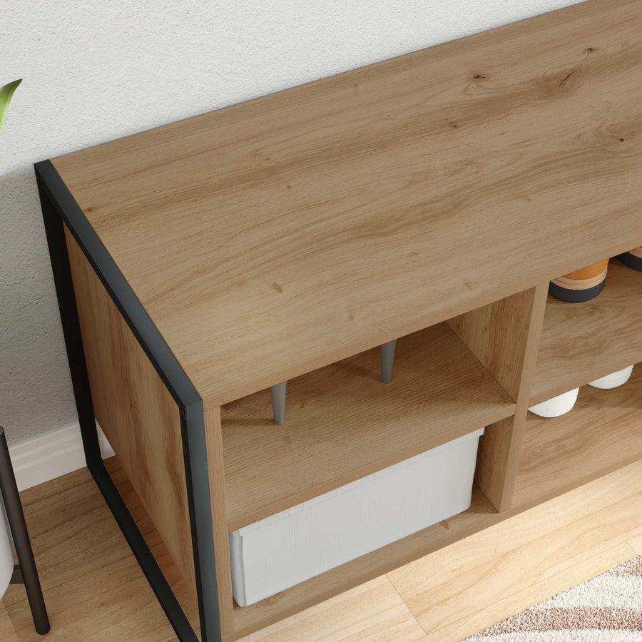 Schoenenkast Ambachtelijk eiken 60 x 35 x 44 cm Bewerkt hout