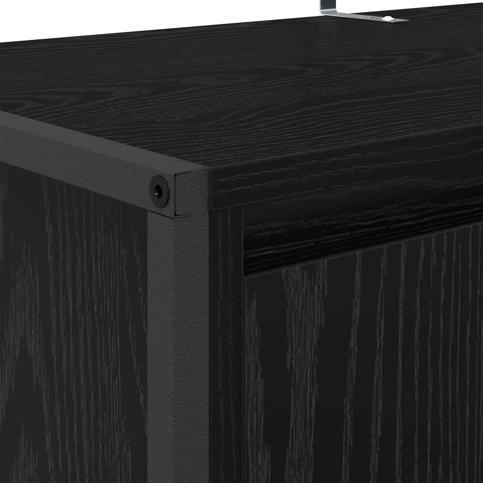Schoenenkast Zwart Eiken 79 x 36 x 100 cm Bewerkt hout