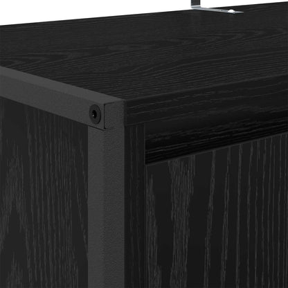 Schoenenkast Zwart Eiken 79 x 36 x 100 cm Bewerkt hout