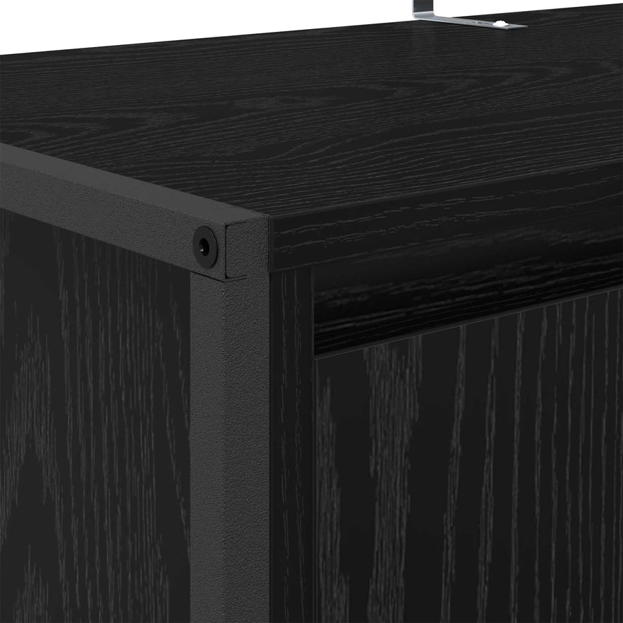 Schoenenkast Zwart Eiken 79 x 36 x 100 cm Bewerkt hout