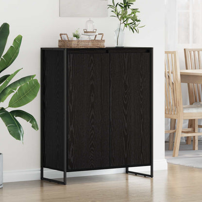 Schoenenkast Zwart Eiken 79 x 36 x 100 cm Bewerkt hout