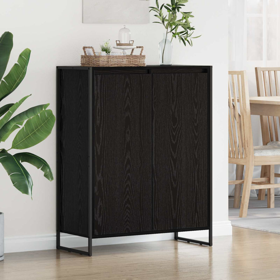 Schoenenkast Zwart Eiken 79 x 36 x 100 cm Bewerkt hout