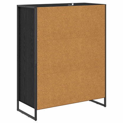 Schoenenkast Zwart Eiken 79 x 36 x 100 cm Bewerkt hout