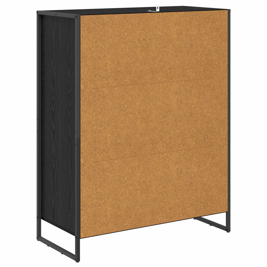 Schoenenkast Zwart Eiken 79 x 36 x 100 cm Bewerkt hout