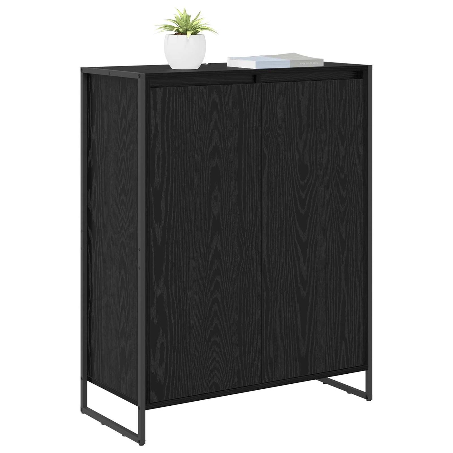 Schoenenkast Zwart Eiken 79 x 36 x 100 cm Bewerkt hout