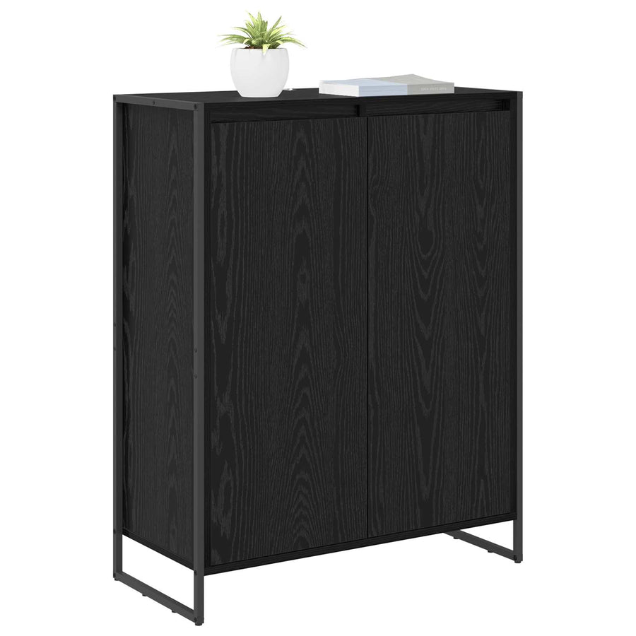 Schoenenkast Zwart Eiken 79 x 36 x 100 cm Bewerkt hout