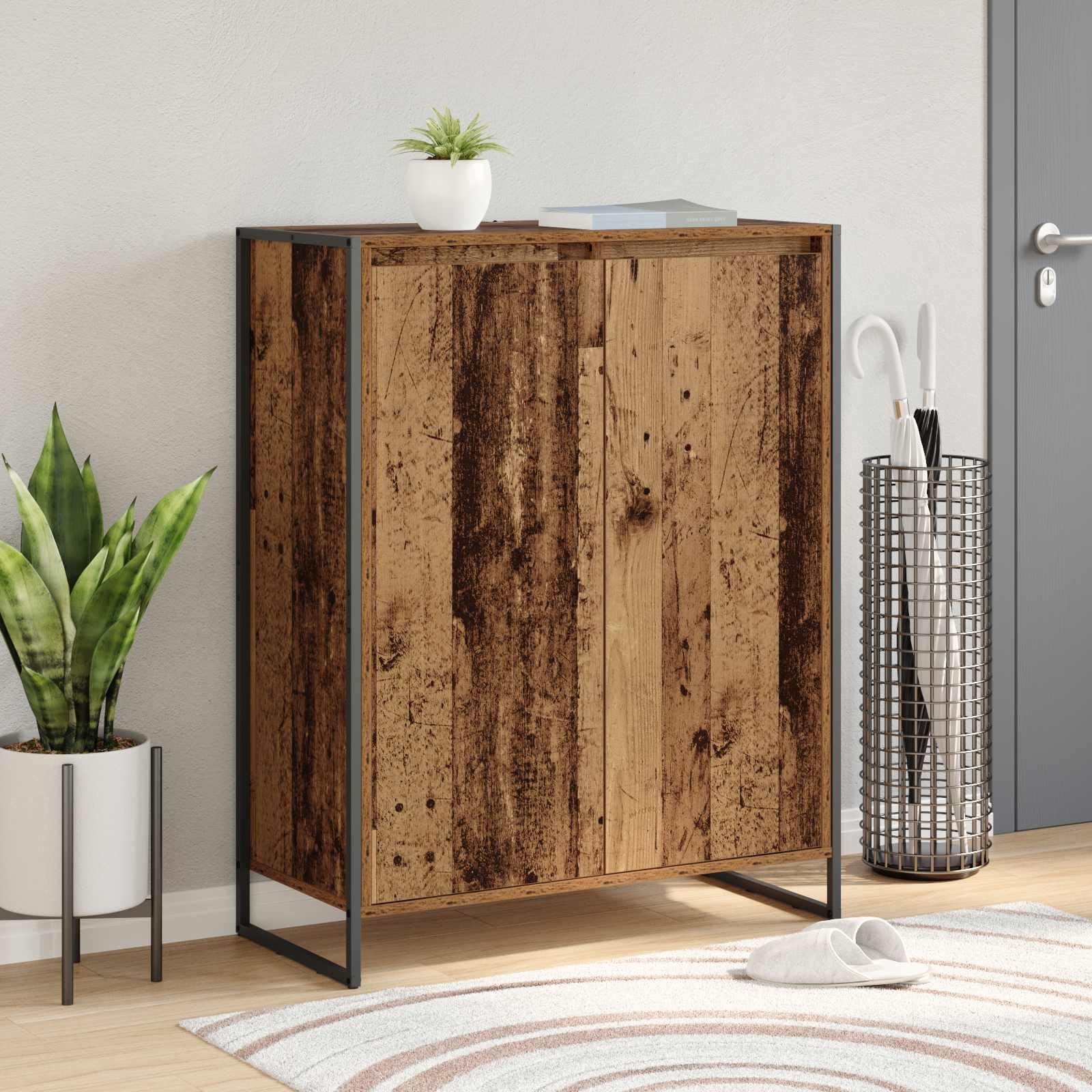 Schoenenkast met opslag Oud Hout 79 x 36 x 100 cm Bewerkt hout