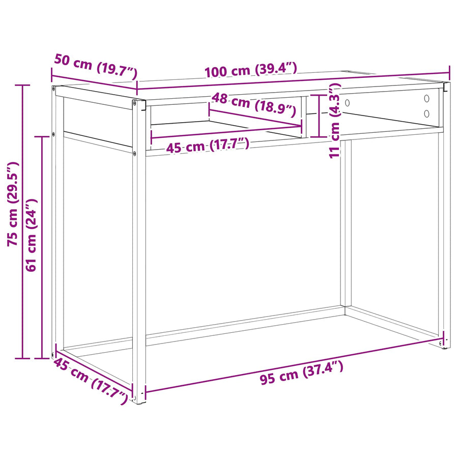 Bureau met opslag Sonoma 100 x 50 x 75 cm Bewerkt hout
