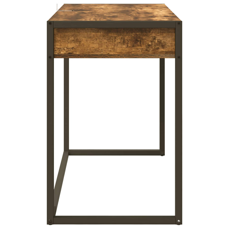 Bureau met opslag Rook Eik 100 x 50 x 75 cm Bewerkt hout