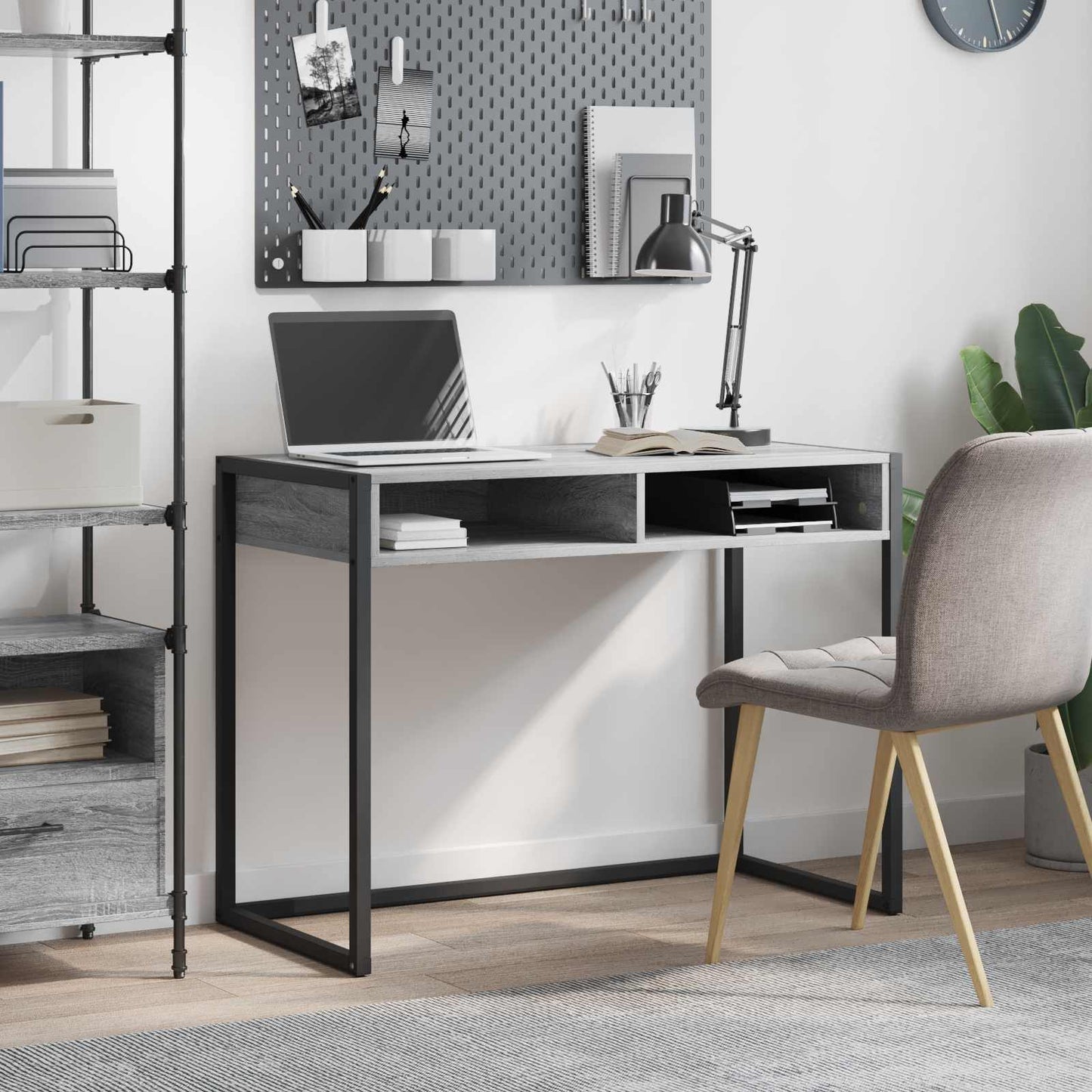 Bureau met opslag Grijs Sonoma 100 x 50 x 75 cm Bewerkt hout