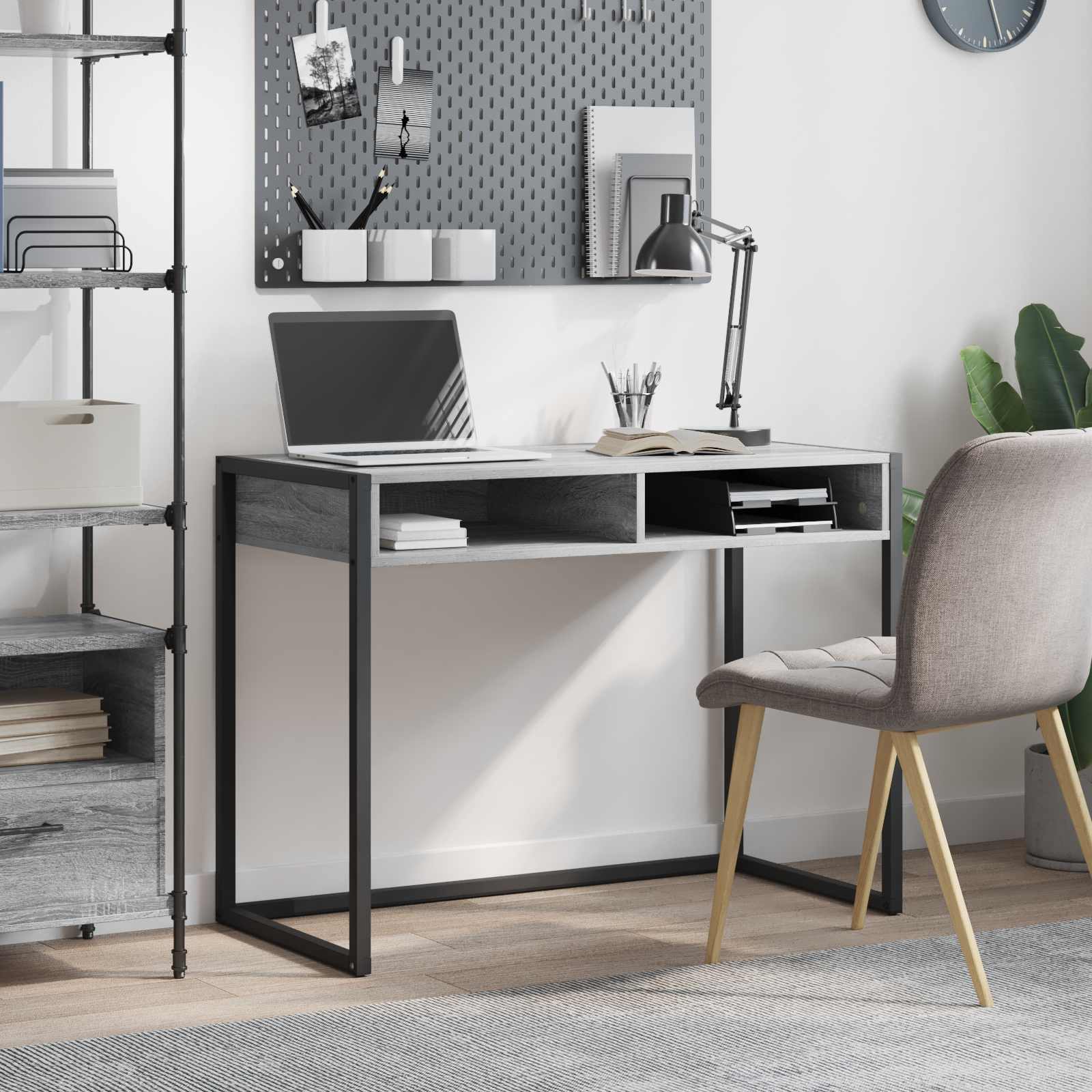 Bureau met opslag Grijs Sonoma 100 x 50 x 75 cm Bewerkt hout