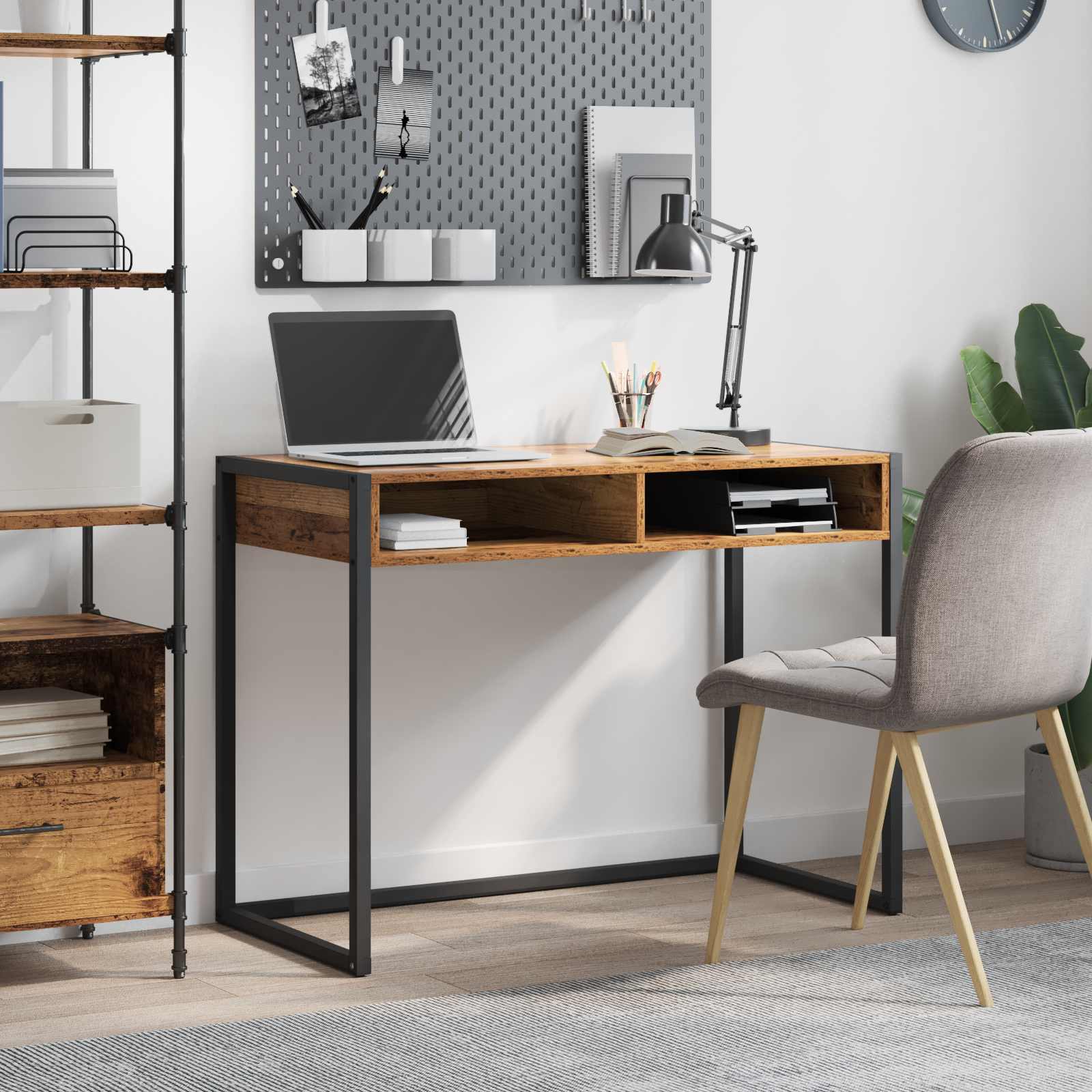 Bureau met opslag Oud Hout 100 x 50 x 75 cm Bewerkt hout