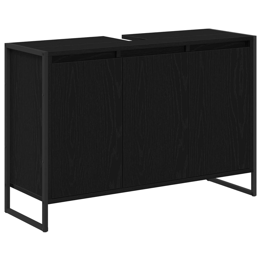 Badkamer Kast Zwart Eiken 90 x 30 x 60 cm Bewerkt hout