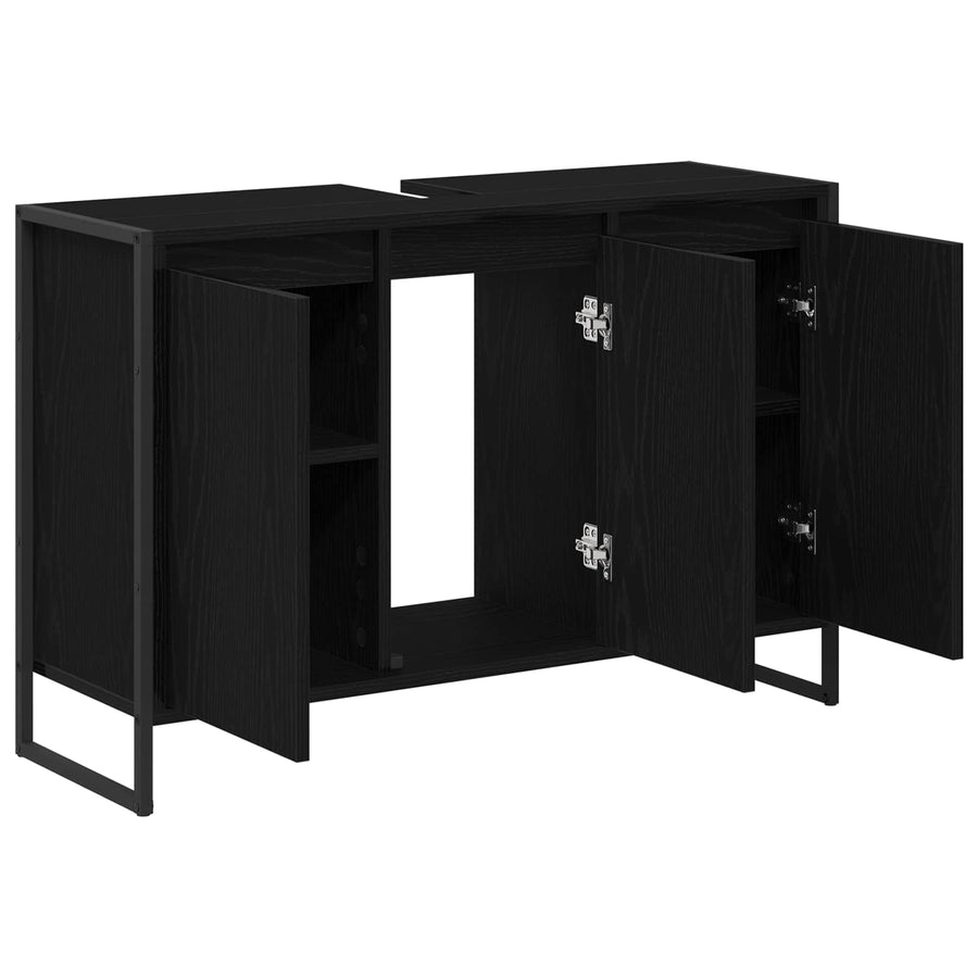 Badkamer Kast Zwart Eiken 90 x 30 x 60 cm Bewerkt hout