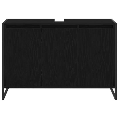 Badkamer Kast Zwart Eiken 90 x 30 x 60 cm Bewerkt hout