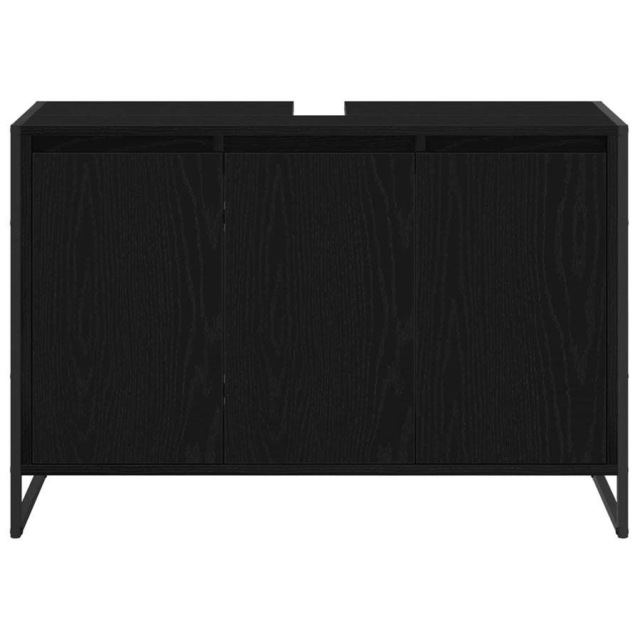 Badkamer Kast Zwart Eiken 90 x 30 x 60 cm Bewerkt hout