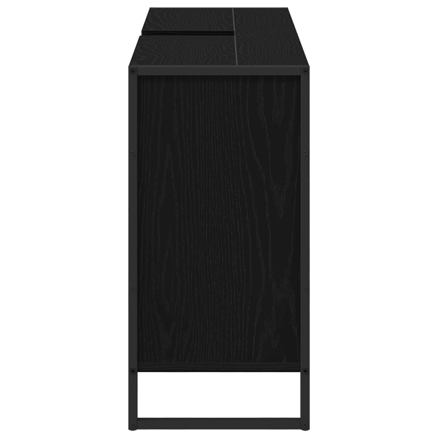 Badkamer Kast Zwart Eiken 90 x 30 x 60 cm Bewerkt hout