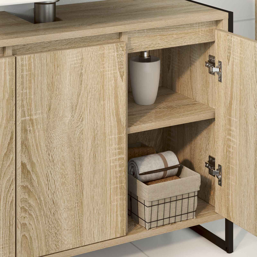 Badkamer Kast met opslag Sonoma 90 x 30 x 60 cm Bewerkt hout