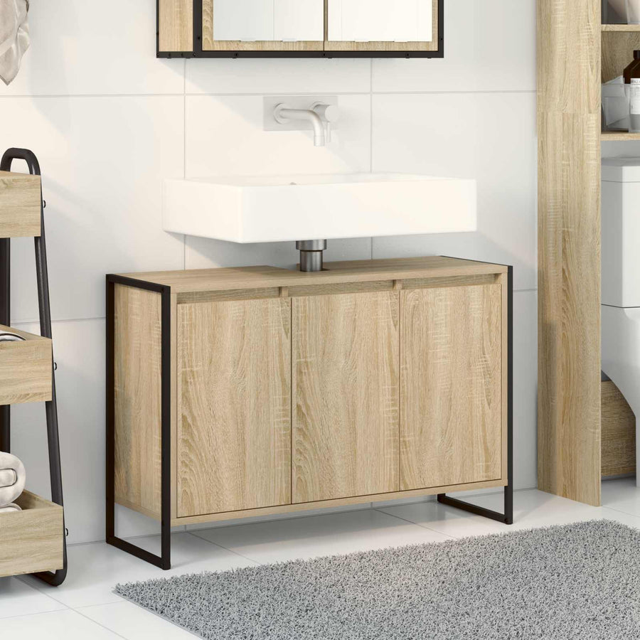 Badkamer Kast met opslag Sonoma 90 x 30 x 60 cm Bewerkt hout