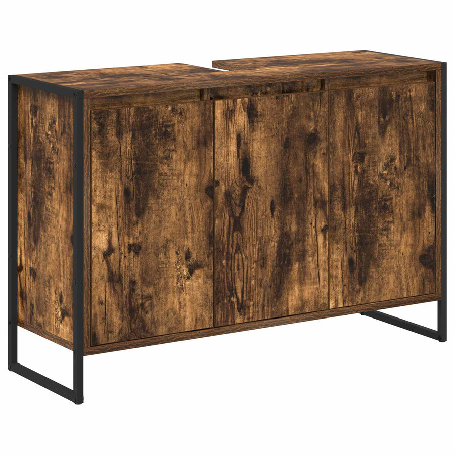 Badkamer Kast met opslag Rook Eik 90 x 30 x 60 cm Bewerkt hout