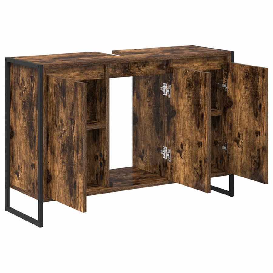 Badkamer Kast met opslag Rook Eik 90 x 30 x 60 cm Bewerkt hout
