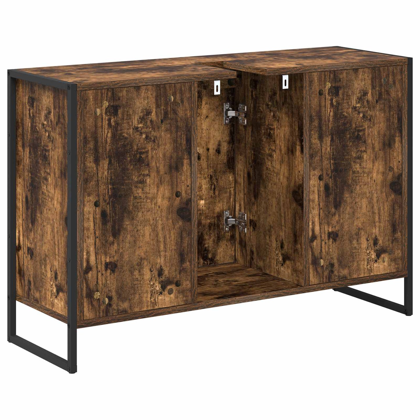 Badkamer Kast met opslag Rook Eik 90 x 30 x 60 cm Bewerkt hout