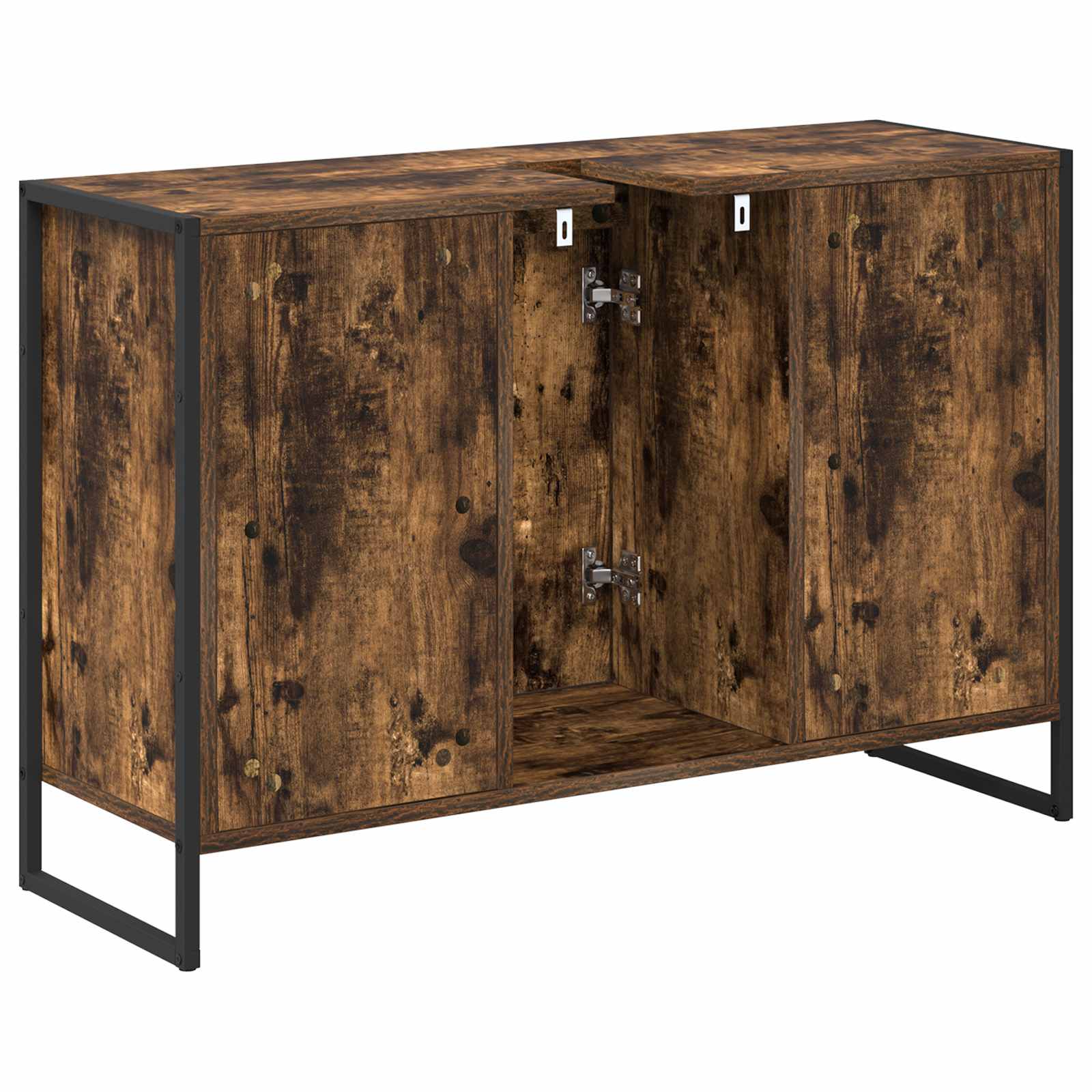 Badkamer Kast met opslag Rook Eik 90 x 30 x 60 cm Bewerkt hout