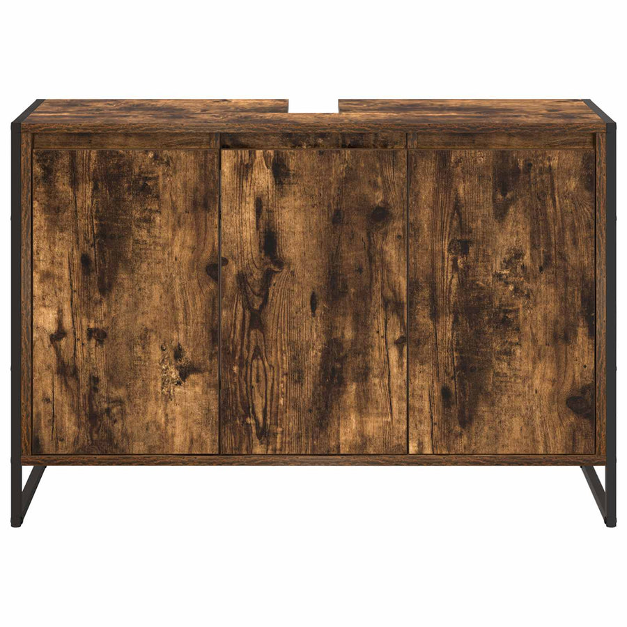 Badkamer Kast met opslag Rook Eik 90 x 30 x 60 cm Bewerkt hout