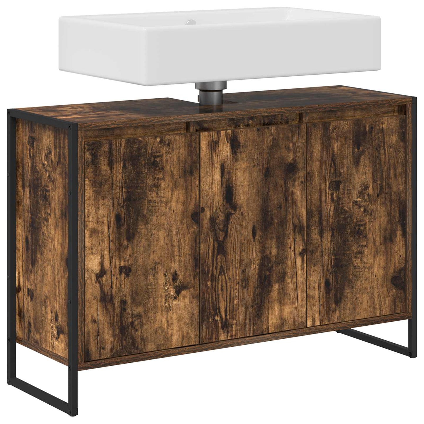 Badkamer Kast met opslag Rook Eik 90 x 30 x 60 cm Bewerkt hout