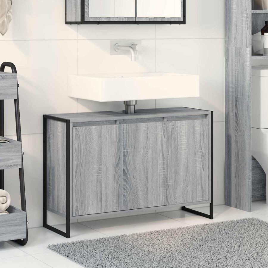 Badkamer Kast Grijs Sonoma 90 x 30 x 60 cm Bewerkt hout