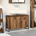 Badkamerkast bewerkt hout 90x30x60 cm oud hout